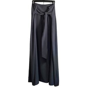 Dark Gray Tie Full Long Maxi Skirt Plus Size 2X Tall Zipper